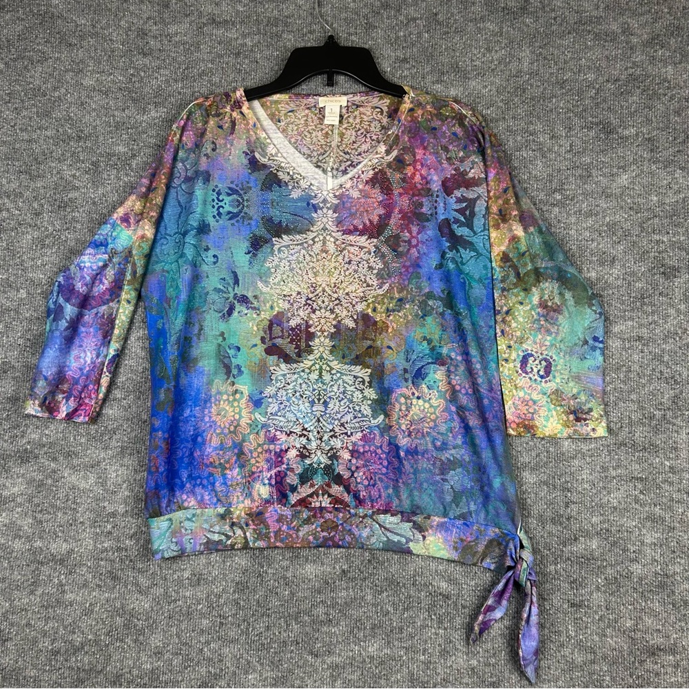 Chico’s Boho Fairycore Abstract Tunic Top Size 1